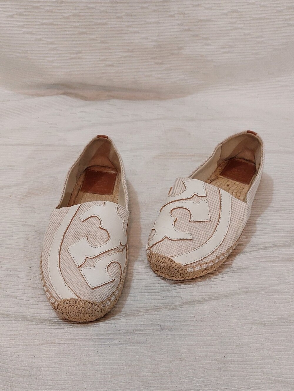 Tory Burch Cream Espadrille Logo Slip-Ons Size 9